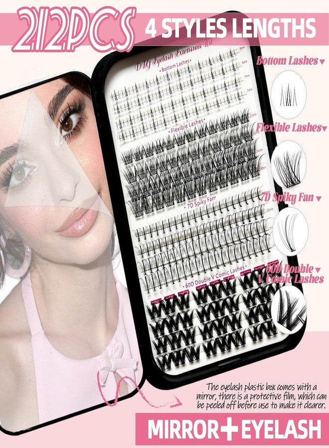 QUKLOGEN DIY Lash Extension Kit 802Pcs D Curl 4 styles Individual Lash with Bottom Lash Clusters Lash Bond and Seal,Quick Glue Remover Tweezers Eyelash Brush Mini Applicator (LASH002) - Image 3